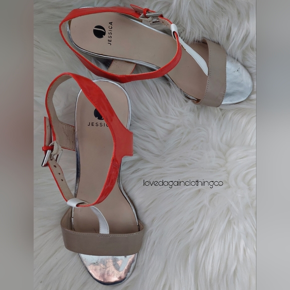 Orange and beige sandals by Jessica in size 10 - Picture 3 of 10